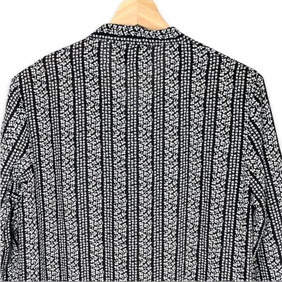 ASOS Goldie Janey Striped Leaf Printed Shift Dress With Bell Sleeves & Neck Tie - Picture 9 of 12